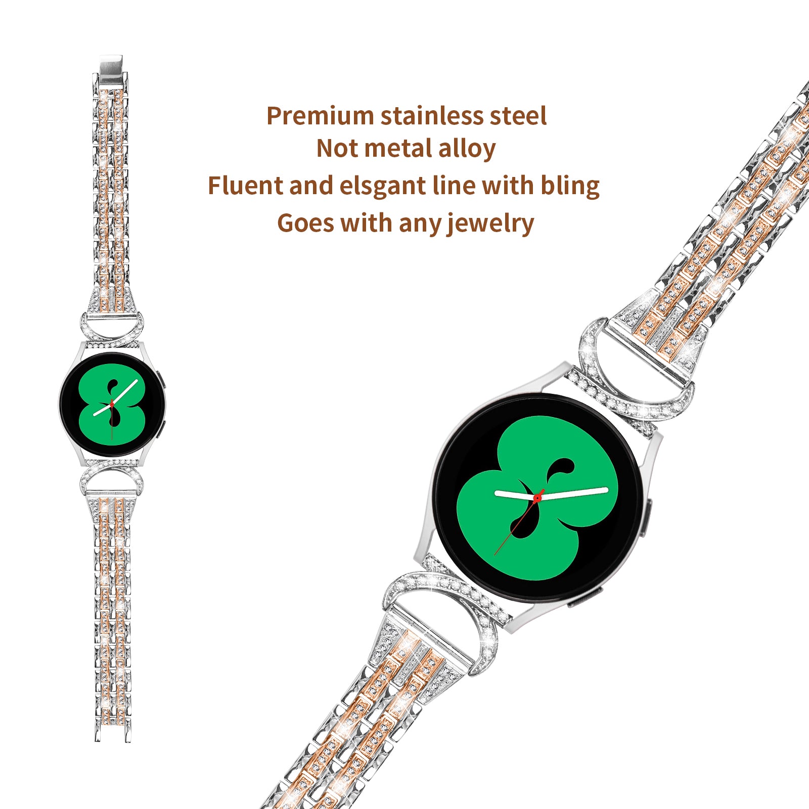 Stainless Steel Watch Band for Samsung Galaxy Watch6 40mm 44mm Watch6 Classic 43mm 47mm Watch 5 40mm 44mm Watch4 40mm 44mm Watch3 41mm 20mm 5-Bead Rhinestone Decor Bracelet Stainless Steel Watch Band for Samsung Galaxy Watch6 40mm 44mm Watch6 Classic 43mm 47mm Watch 5 40mm 44mm Watch4 40mm 44mm Watch3 41mm 20mm 5-Bead Rhinestone Decor Bracelet